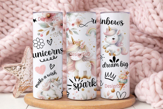 Unicorn Tumbler Wrap - Tumbler Wraps for Girls - 20oz Skinny Seamless Tumbler Wrap PNG - Sublimation Tumbler Template Sublimation DesignSVG 