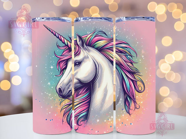 Unicorn Tumbler Wrap, Unicorn 20oz Skinny Tumbler Sublimation Design, Unicorn Tumbler Design 20oz Skinny Straight Tumbler Wraps PNG Sublimation SvggirlplusArt 