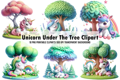 Unicorn Under The Tree Clipart Sublimation Rupkotha 