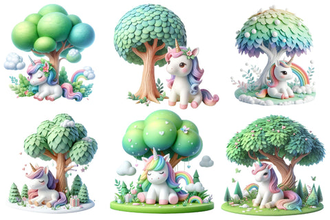 Unicorn Under The Tree Clipart Sublimation Rupkotha 