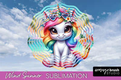 Unicorn Wind Spinner PNG - Summer Wind Spinner Sublimation Sublimation OrangeBrushStudio 