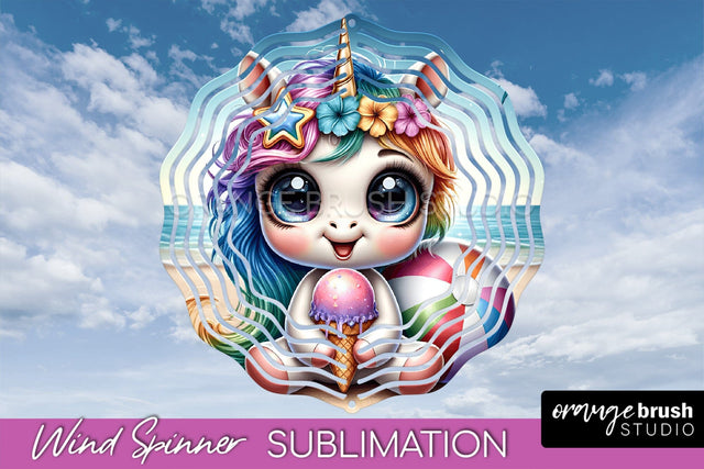 Unicorn Wind Spinner PNG - Summer Wind Spinner Sublimation Sublimation OrangeBrushStudio 