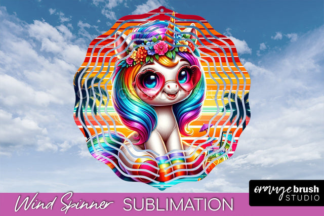 Unicorn Wind Spinner PNG - Summer Wind Spinner Sublimation Sublimation OrangeBrushStudio 