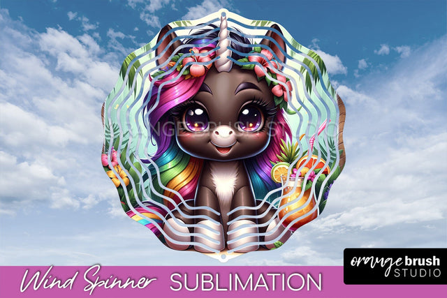 Unicorn Wind Spinner PNG - Summer Wind Spinner Sublimation Sublimation OrangeBrushStudio 