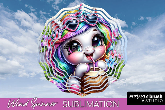 Unicorn Wind Spinner PNG - Summer Wind Spinner Sublimation Sublimation OrangeBrushStudio 