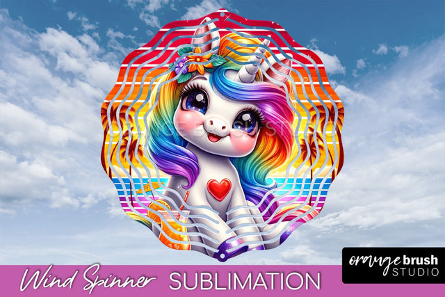 Unicorn Wind Spinner PNG - Summer Wind Spinner Sublimation Sublimation OrangeBrushStudio 