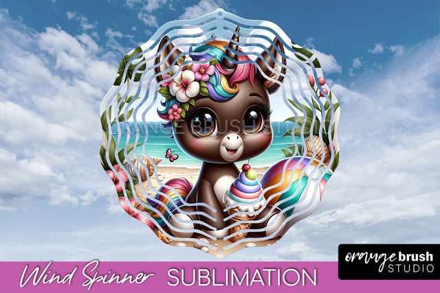 Unicorn Wind Spinner PNG - Summer Wind Spinner Sublimation Sublimation OrangeBrushStudio 