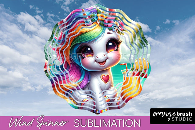 Unicorn Wind Spinner PNG - Summer Wind Spinner Sublimation Sublimation OrangeBrushStudio 