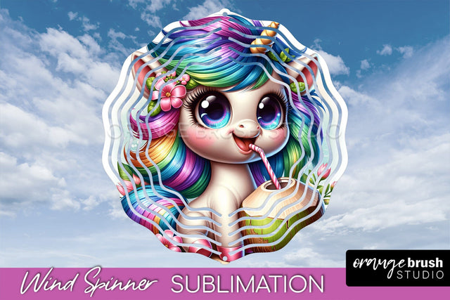 Unicorn Wind Spinner PNG - Summer Wind Spinner Sublimation Sublimation OrangeBrushStudio 
