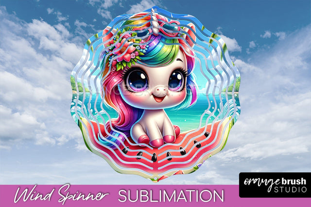 Unicorn Wind Spinner PNG - Summer Wind Spinner Sublimation Sublimation OrangeBrushStudio 