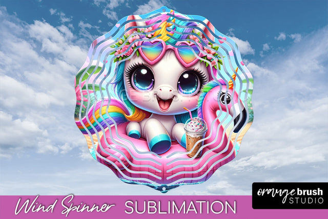 Unicorn Wind Spinner PNG - Summer Wind Spinner Sublimation Sublimation OrangeBrushStudio 