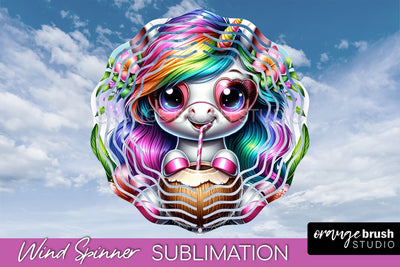 Unicorn Wind Spinner PNG - Summer Wind Spinner Sublimation Sublimation OrangeBrushStudio 