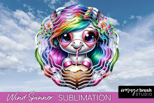 Unicorn Wind Spinner PNG - Summer Wind Spinner Sublimation Sublimation OrangeBrushStudio 