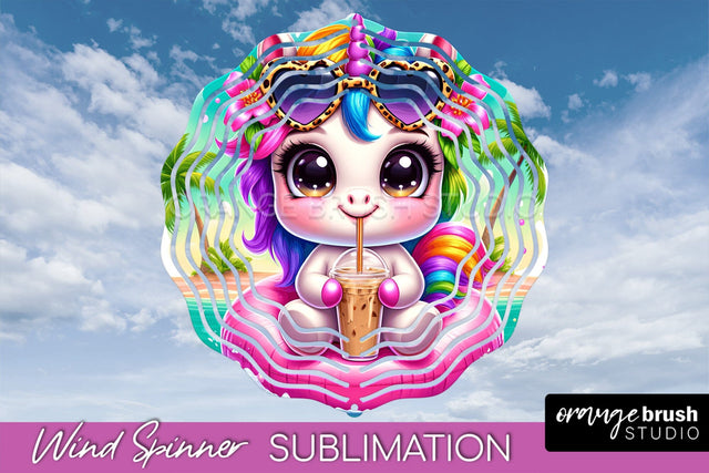 Unicorn Wind Spinner PNG - Summer Wind Spinner Sublimation Sublimation OrangeBrushStudio 
