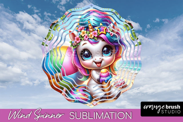 Unicorn Wind Spinner PNG - Summer Wind Spinner Sublimation Sublimation OrangeBrushStudio 