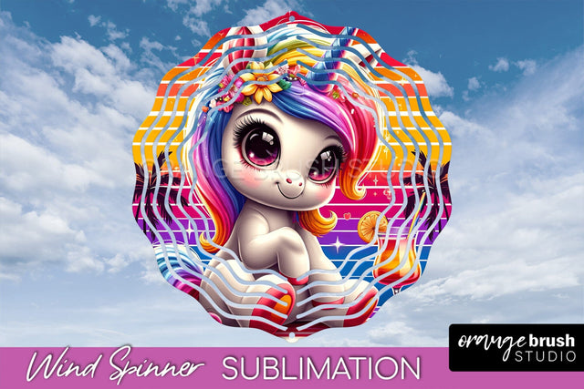 Unicorn Wind Spinner PNG - Summer Wind Spinner Sublimation Sublimation OrangeBrushStudio 