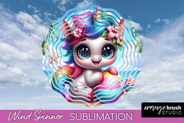 Unicorn Wind Spinner PNG - Summer Wind Spinner Sublimation Sublimation OrangeBrushStudio 