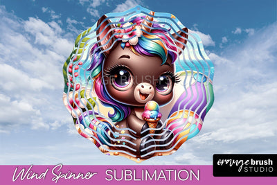 Unicorn Wind Spinner PNG - Summer Wind Spinner Sublimation Sublimation OrangeBrushStudio 