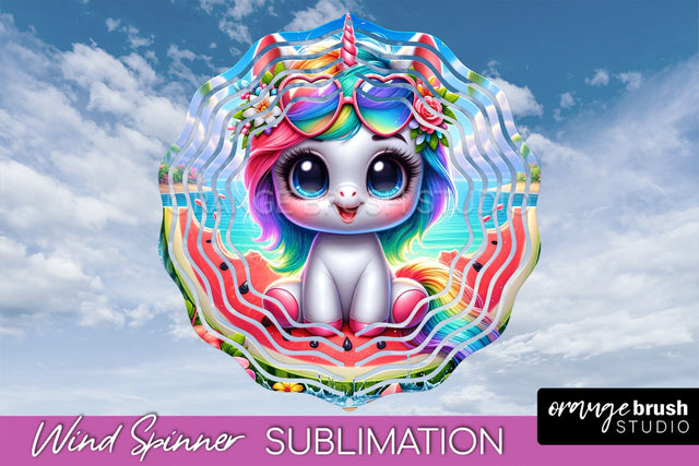 Unicorn Wind Spinner PNG - Summer Wind Spinner Sublimation Sublimation OrangeBrushStudio 
