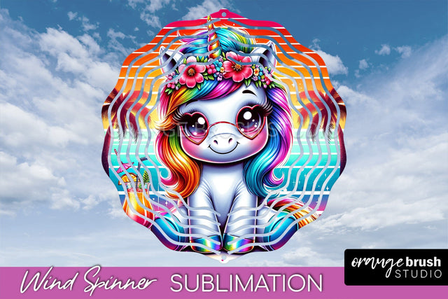 Unicorn Wind Spinner PNG - Summer Wind Spinner Sublimation Sublimation OrangeBrushStudio 