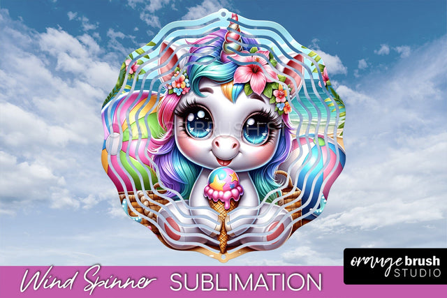 Unicorn Wind Spinner PNG - Summer Wind Spinner Sublimation Sublimation OrangeBrushStudio 