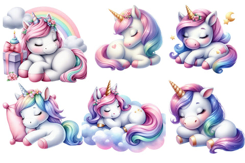 Unicorn With Sleeping Clipart Sublimation Rupkotha 