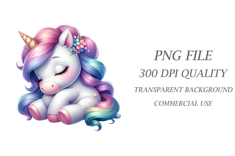 Unicorn With Sleeping Clipart Sublimation Rupkotha 