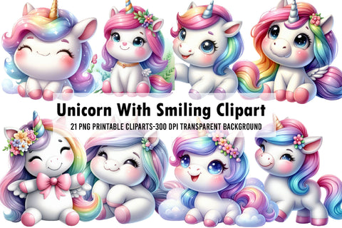 Unicorn With Smiling Clipart SVG Rupkotha 