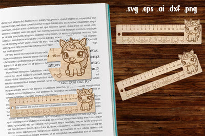 Unicorn Wooden Liner Readers Guide Ruler SVG zafrans studio 