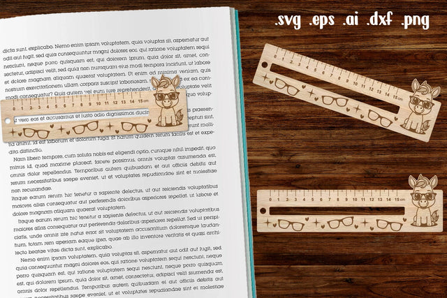 Unicorn Wooden Liner Readers Guide Ruler SVG zafrans studio 