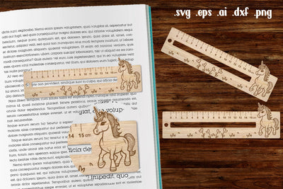 Unicorn Wooden Liner Readers Guide Ruler SVG zafrans studio 