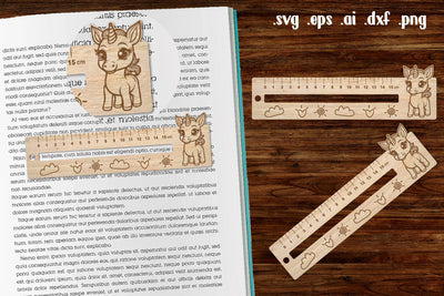 Unicorn Wooden Liner Readers Guide Ruler SVG zafrans studio 