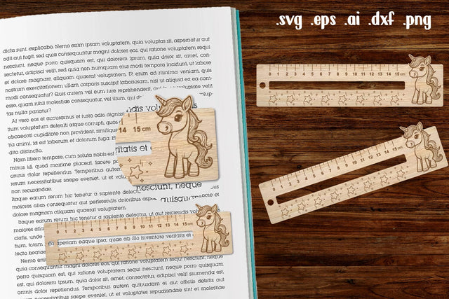 Unicorn Wooden Liner Readers Guide Ruler SVG zafrans studio 