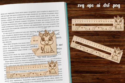 Unicorn Wooden Liner Readers Guide Ruler SVG zafrans studio 