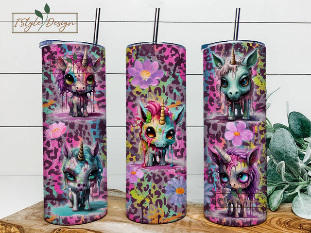 Unicorn Zombies Halloween Tumbler Digital Tumbler Wrap Png Digital 20 oz Sublimation Download Sublimation iStyleDesign 