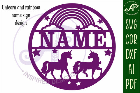 Unicorns and rainbow named wall sign SVG APInspireddesigns 
