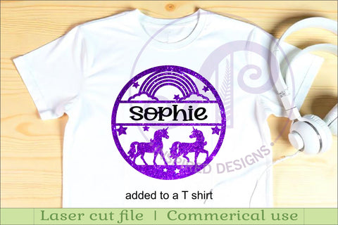 Unicorns and rainbow named wall sign SVG APInspireddesigns 