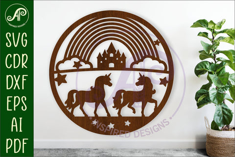 Unicorns and rainbow wall art sign SVG APInspireddesigns 