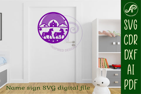 Unicorns and rainbow wall art sign SVG APInspireddesigns 