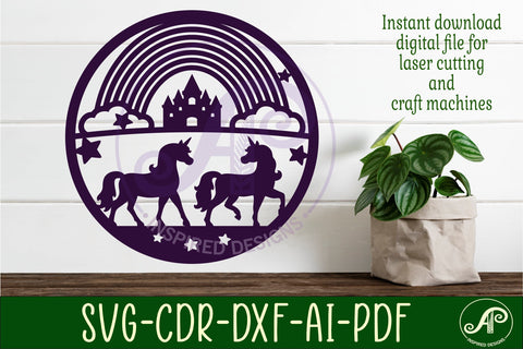 Unicorns and rainbow wall art sign SVG APInspireddesigns 