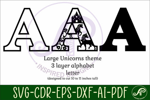 Unicorns Large A wall Letter 3 layer sign SVG APInspireddesigns 