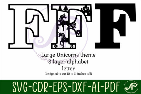Unicorns Large F wall Letter 3 layer sign SVG APInspireddesigns 