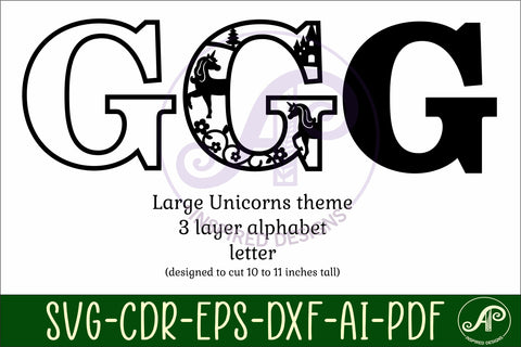 Unicorns Large G wall Letter 3 layer sign SVG APInspireddesigns 