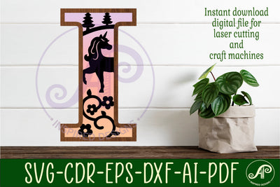 Unicorns Large I wall Letter 3 layer sign SVG APInspireddesigns 