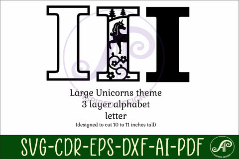 Unicorns Large I wall Letter 3 layer sign SVG APInspireddesigns 
