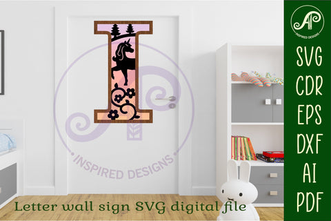 Unicorns Large I wall Letter 3 layer sign SVG APInspireddesigns 