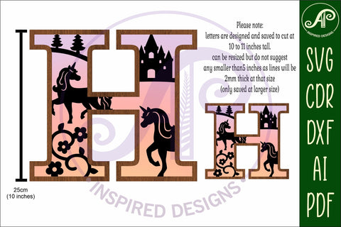 Unicorns Large K wall Letter 3 layer sign SVG APInspireddesigns 