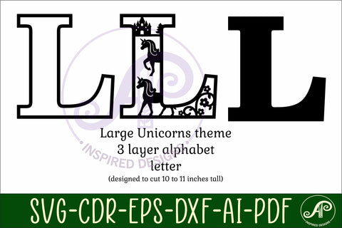 Unicorns Large L wall Letter 3 layer sign SVG APInspireddesigns 