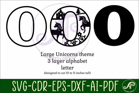 Unicorns Large O wall Letter 3 layer sign SVG APInspireddesigns 