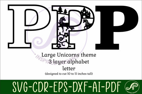 Unicorns Large P wall Letter 3 layer sign SVG APInspireddesigns 